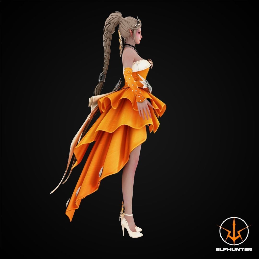 EXCLUSIVE ELF HUNTER EDITION RIGGED CHARACTER ELF PRINCESS Low-poly 3D model_3