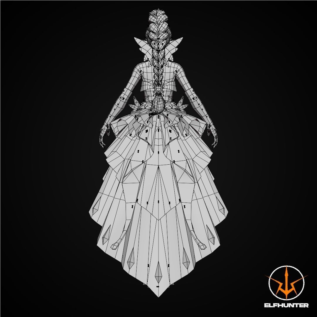 EXCLUSIVE ELF HUNTER EDITION RIGGED CHARACTER ELF PRINCESS Low-poly 3D model_16