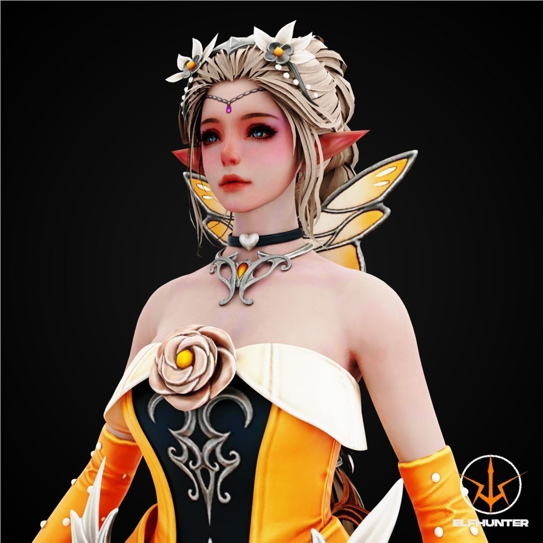 EXCLUSIVE ELF HUNTER EDITION RIGGED CHARACTER ELF PRINCESS Low-poly 3D model_1