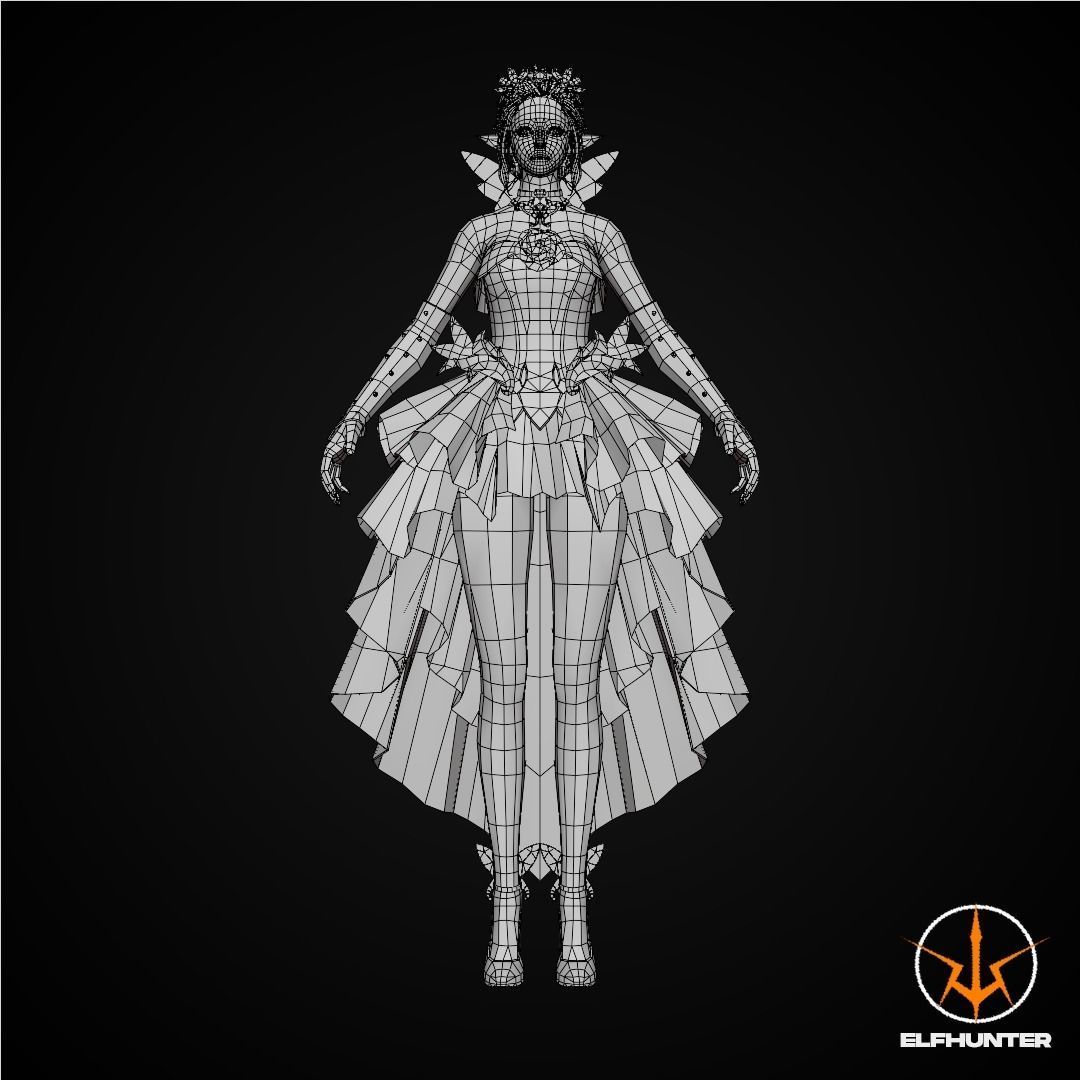 EXCLUSIVE ELF HUNTER EDITION RIGGED CHARACTER ELF PRINCESS Low-poly 3D model_10