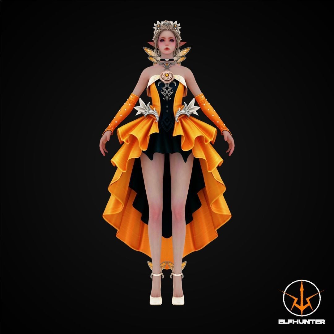 EXCLUSIVE ELF HUNTER EDITION RIGGED CHARACTER ELF PRINCESS Low-poly 3D model_2