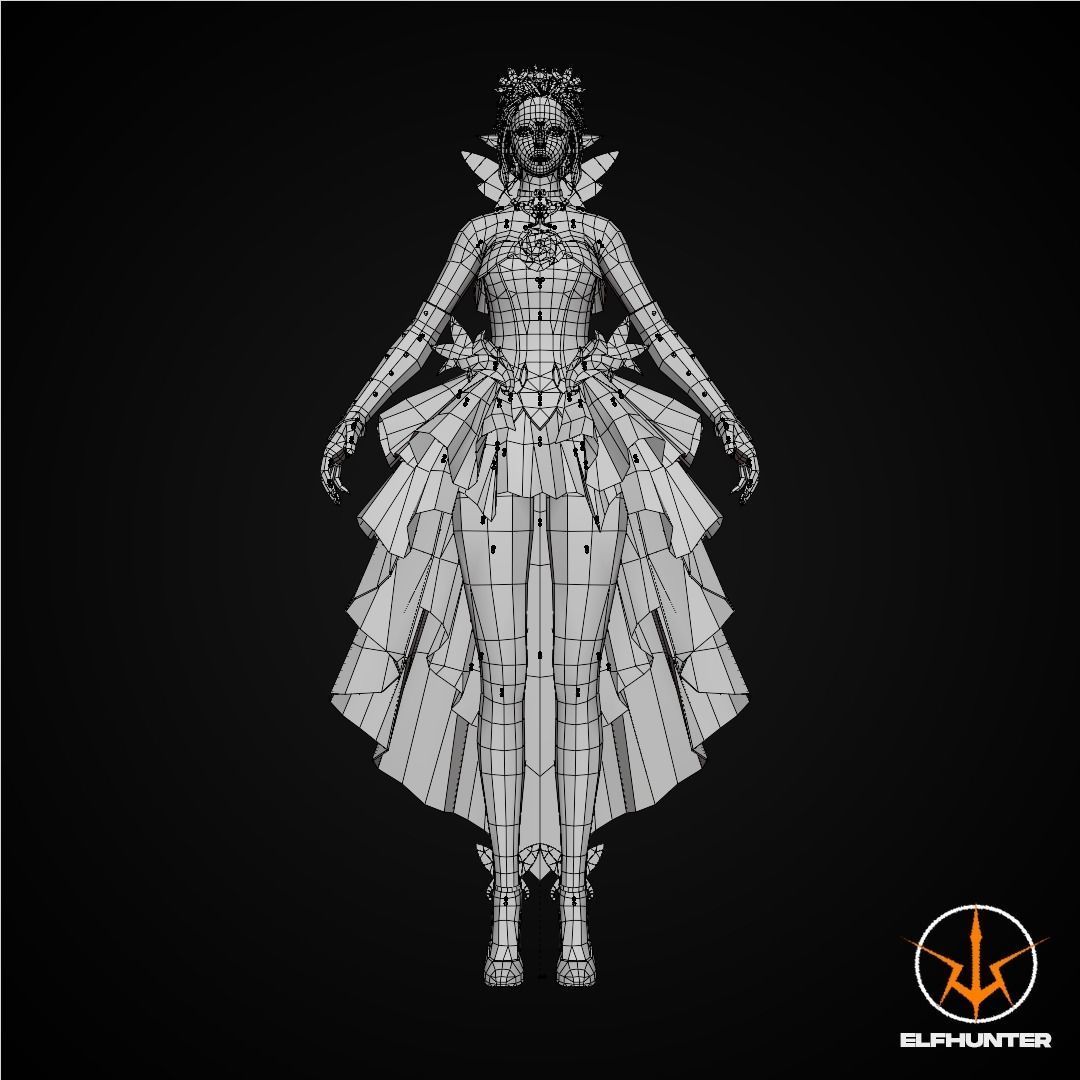 EXCLUSIVE ELF HUNTER EDITION RIGGED CHARACTER ELF PRINCESS Low-poly 3D model_14