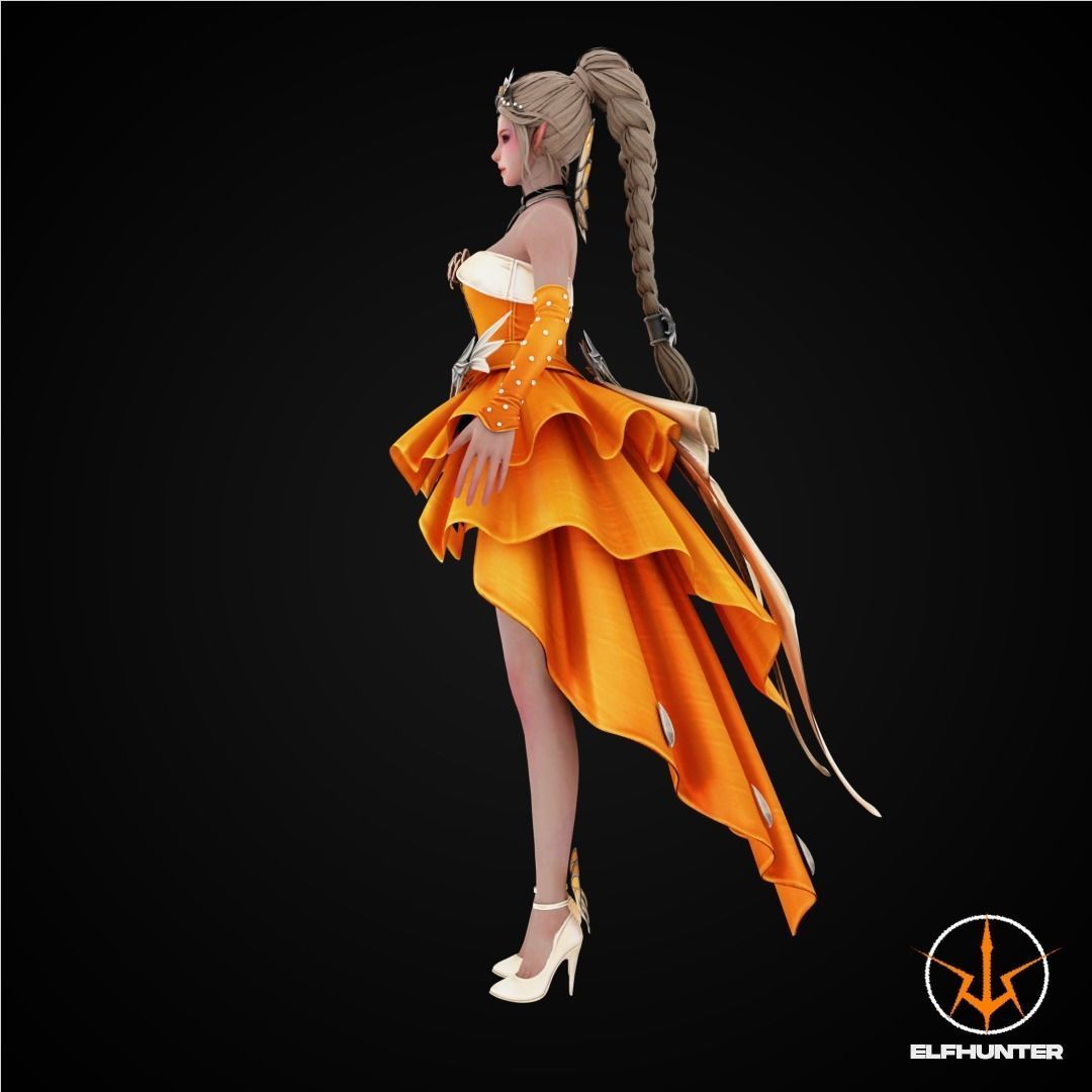 EXCLUSIVE ELF HUNTER EDITION RIGGED CHARACTER ELF PRINCESS Low-poly 3D model_5