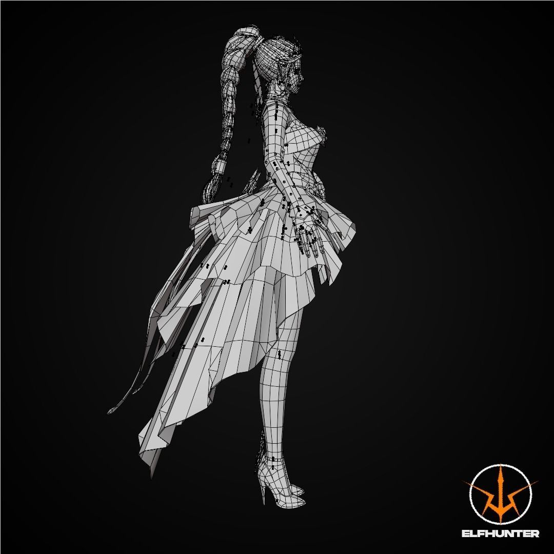 EXCLUSIVE ELF HUNTER EDITION RIGGED CHARACTER ELF PRINCESS Low-poly 3D model_15
