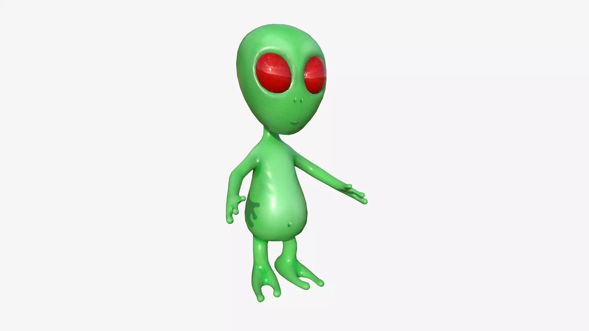 Cute Alien A02 Green Red - Simple - Character Design Low-poly 3D model_0