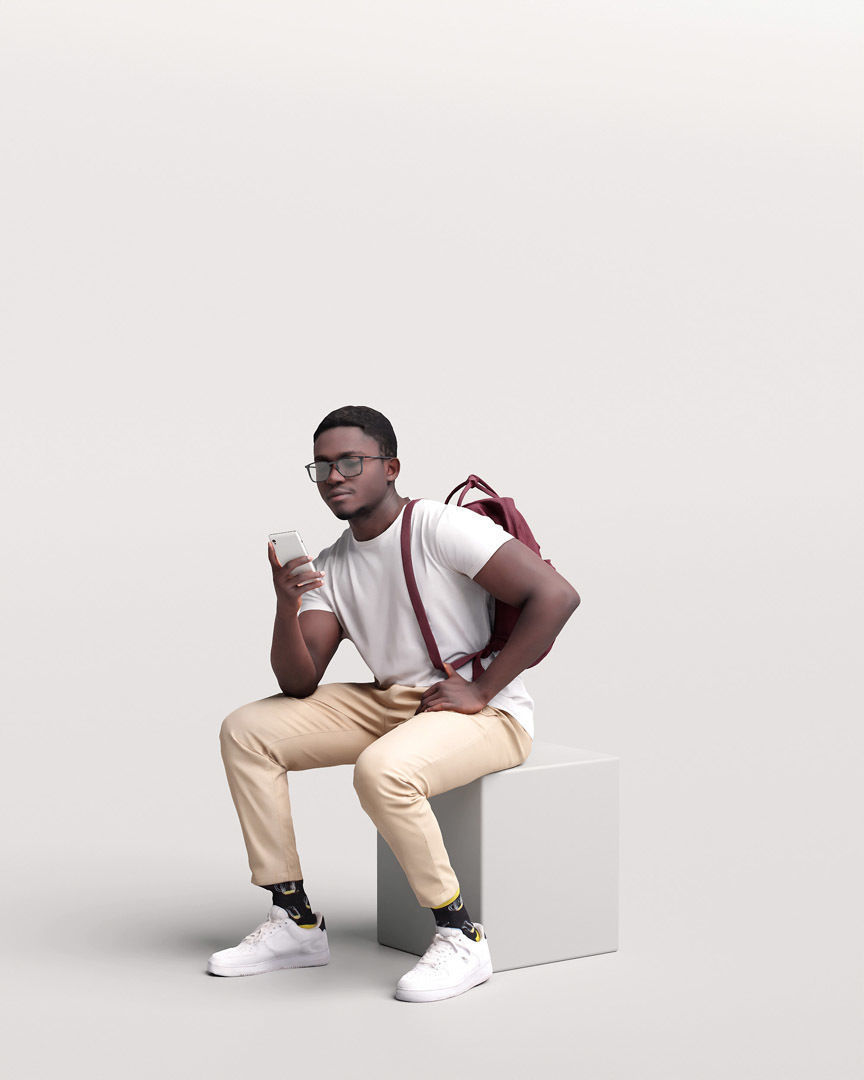 Humano Sitting Man with Phone 2203-11 3D model_5