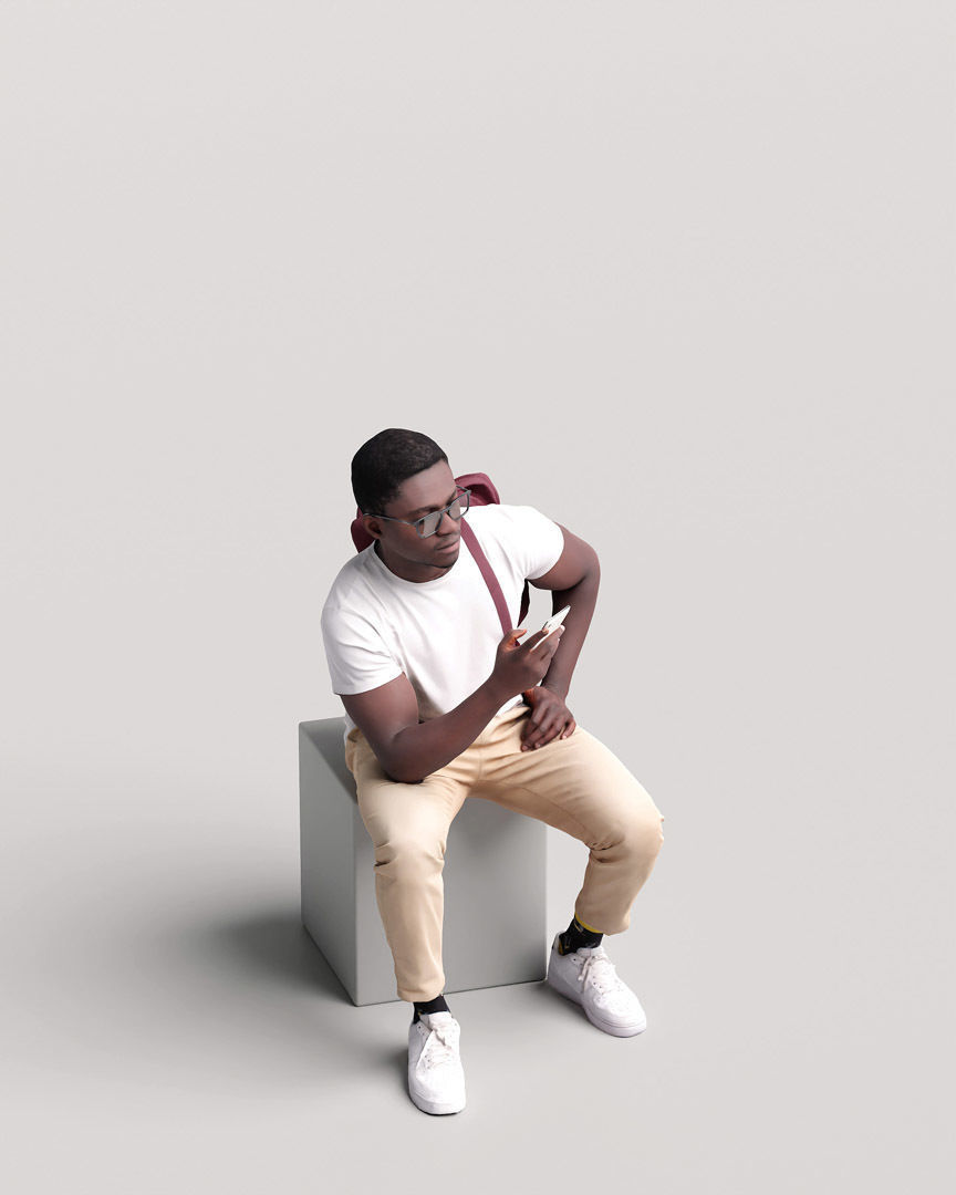 Humano Sitting Man with Phone 2203-11 3D model_8