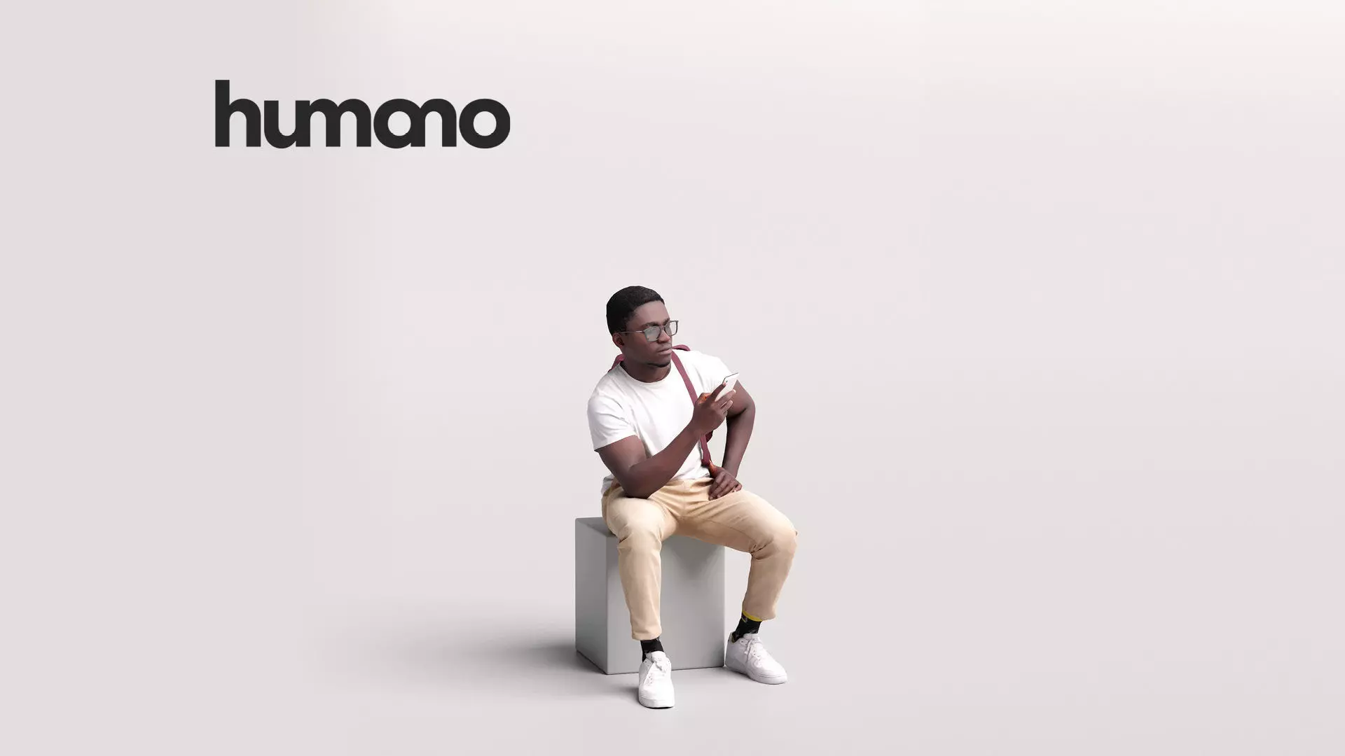 Humano Sitting Man with Phone 2203-11 3D model_0