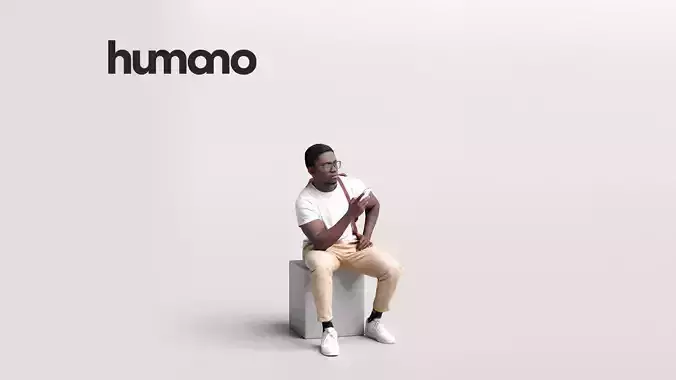 Humano Sitting Man with Phone 2203-11 3D model
