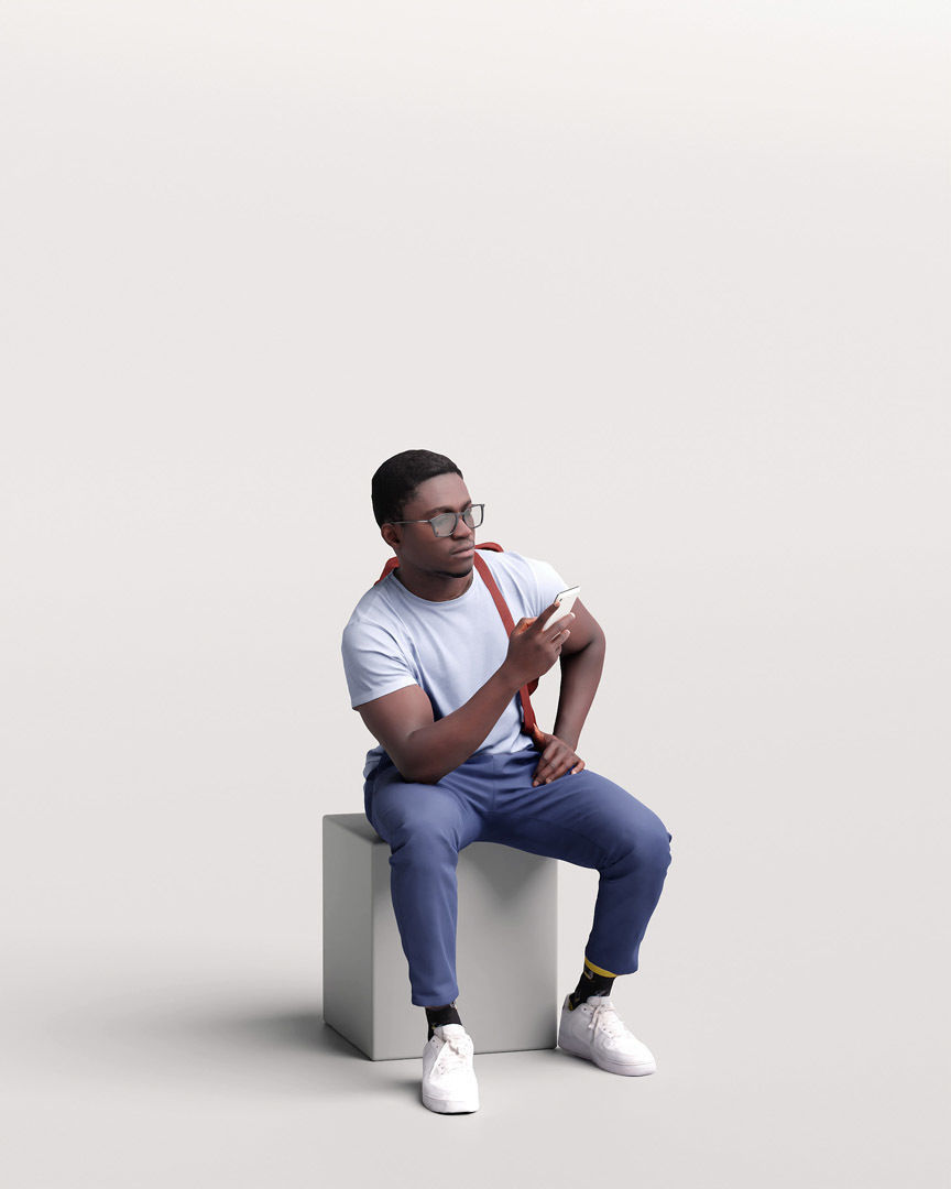 Humano Sitting Man with Phone 2203-11 3D model_10