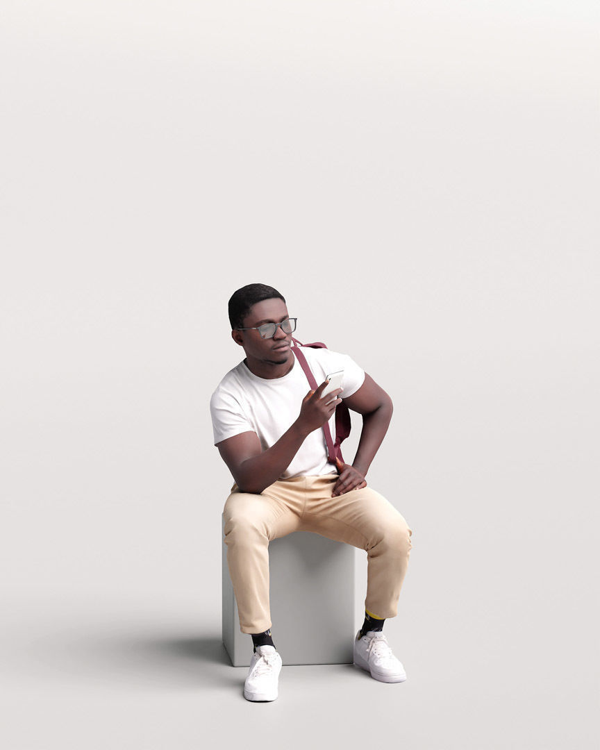 Humano Sitting Man with Phone 2203-11 3D model_3