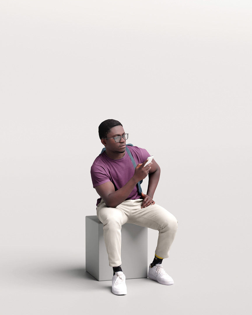 Humano Sitting Man with Phone 2203-11 3D model_11