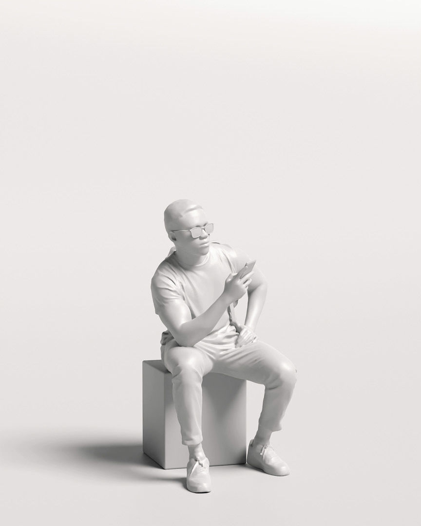 Humano Sitting Man with Phone 2203-11 3D model_12