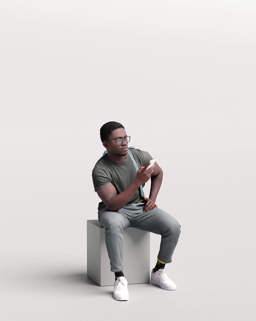 Humano Sitting Man with Phone 2203-11 3D model_9