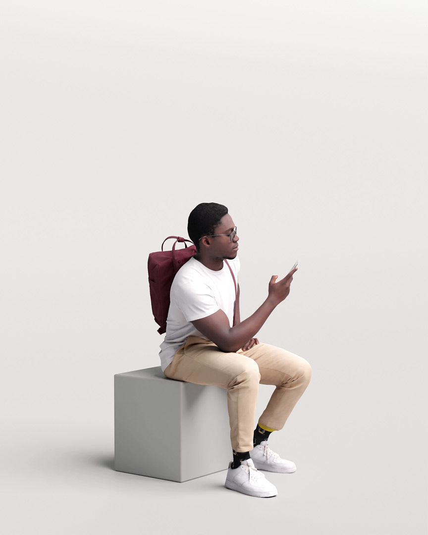 Humano Sitting Man with Phone 2203-11 3D model_2