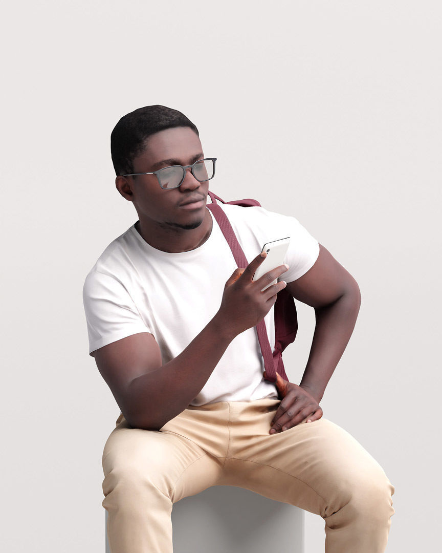 Humano Sitting Man with Phone 2203-11 3D model_6