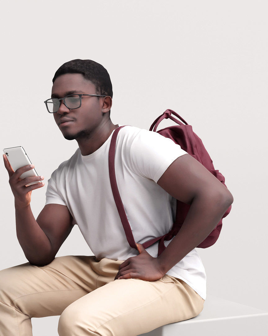 Humano Sitting Man with Phone 2203-11 3D model_7