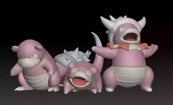 Pokemon Slowpoke Slowbro Slowking 3D print model