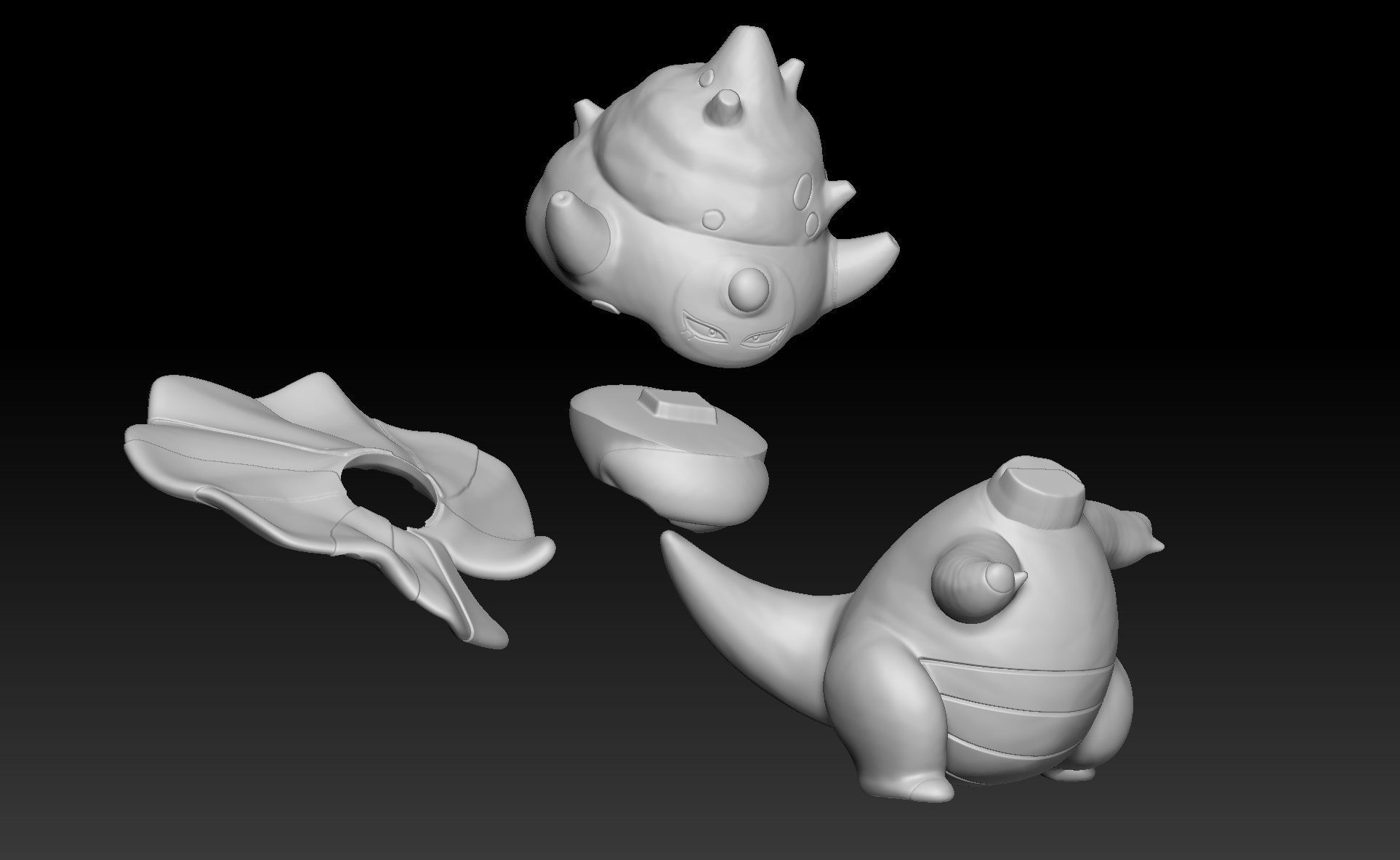 Pokemon Galarian Slowpoke Slowbro Slowking 3D print model_5