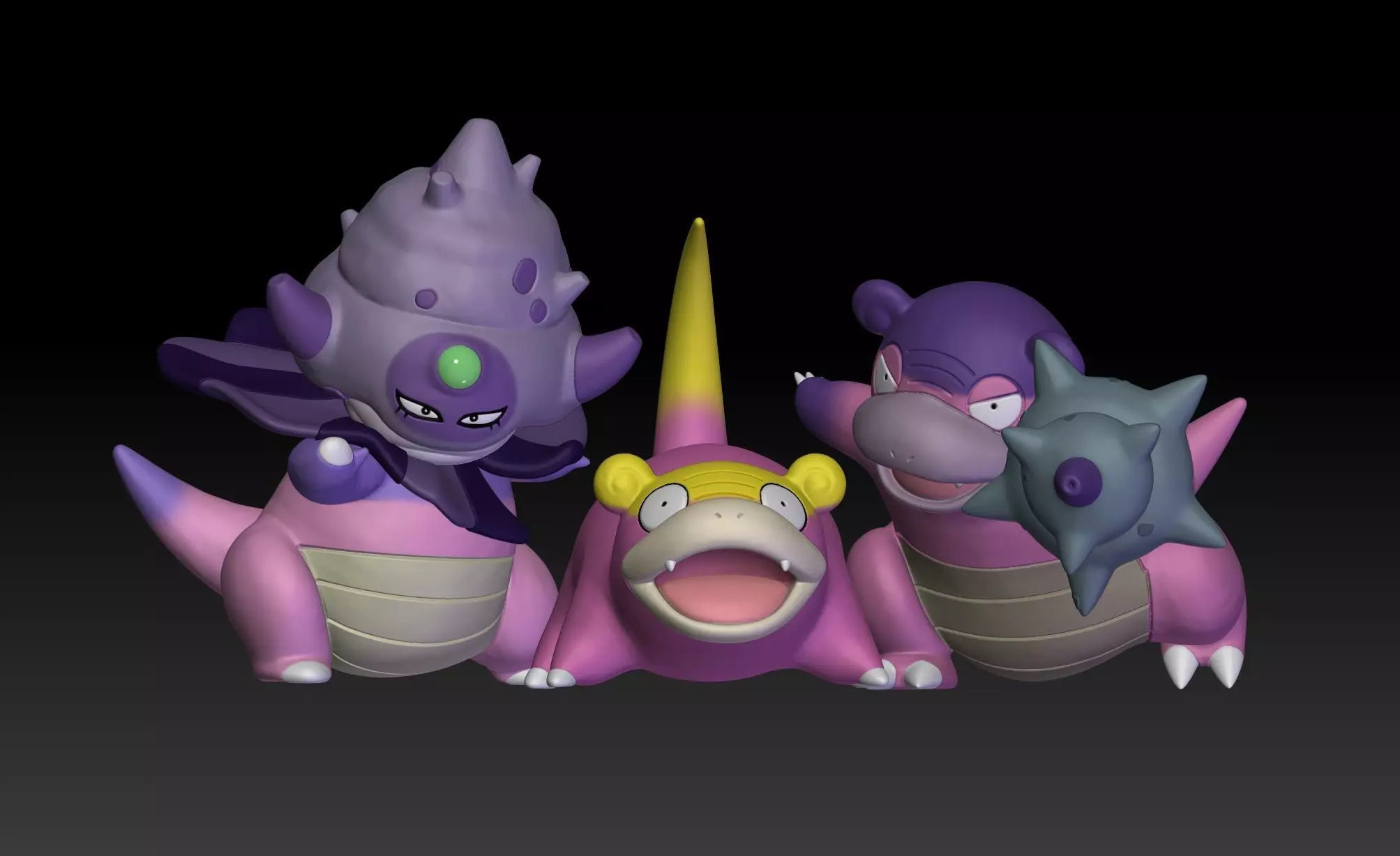 Pokemon Galarian Slowpoke Slowbro Slowking 3D print model_0