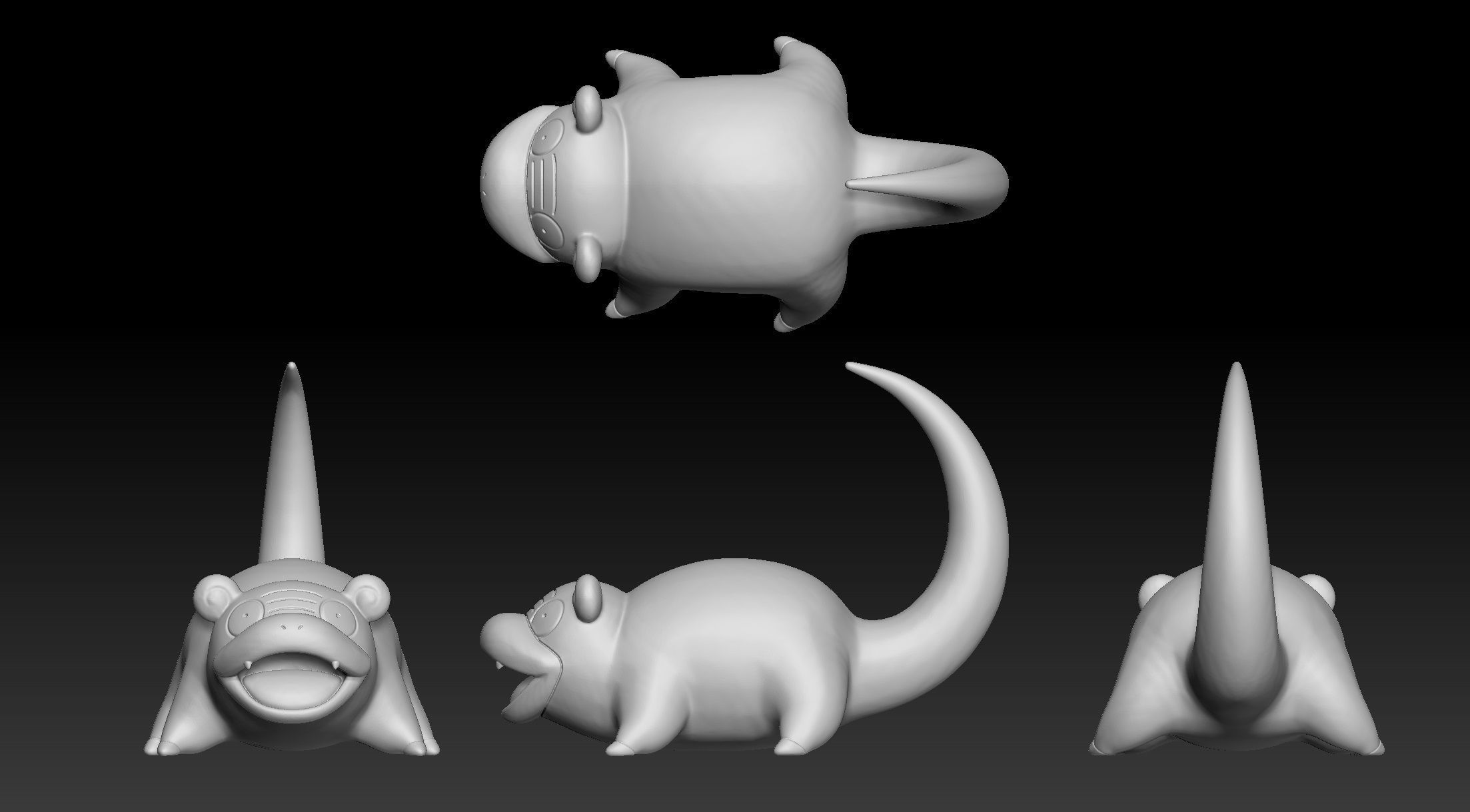 Pokemon Galarian Slowpoke Slowbro Slowking 3D print model_1