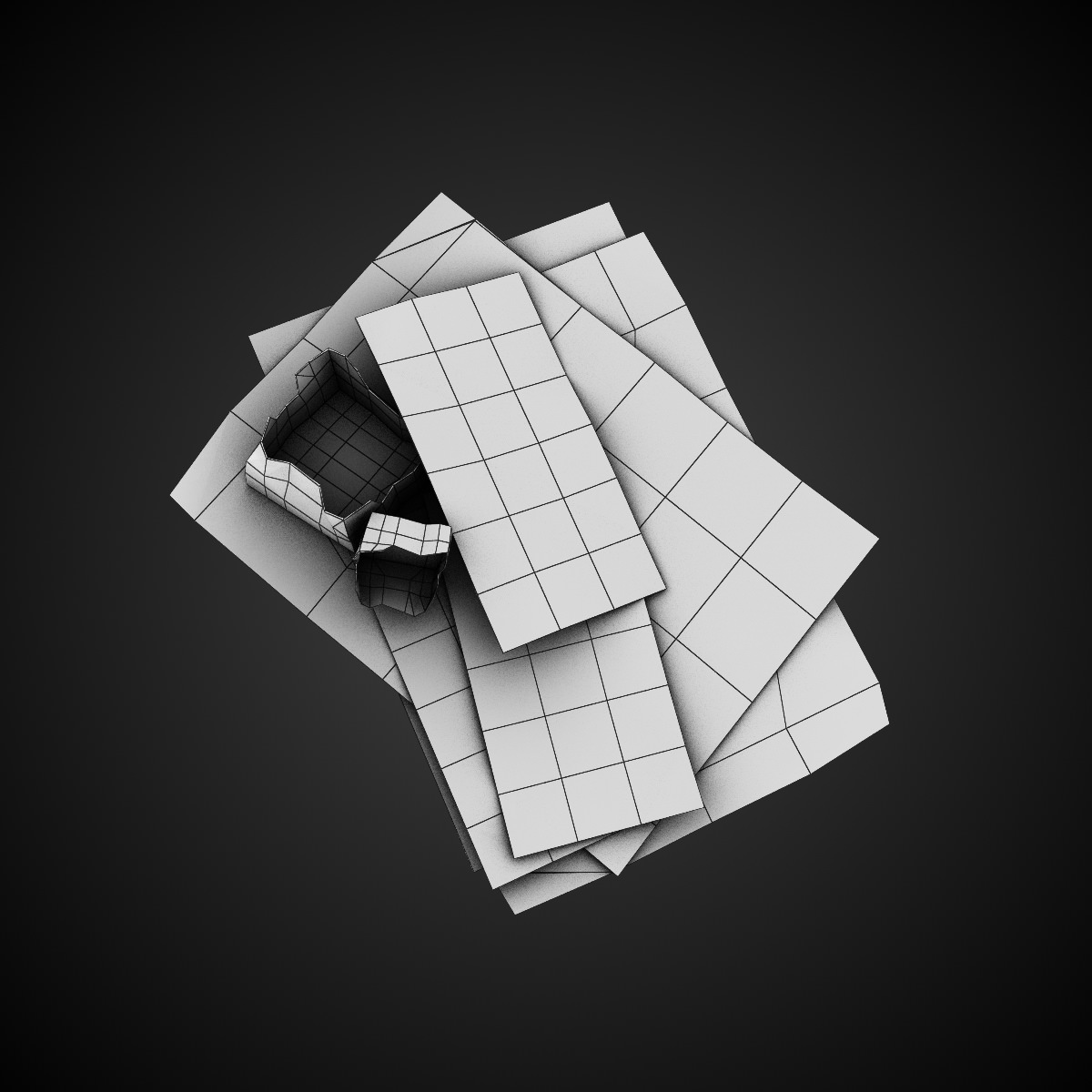 Cardboard Junk Low-poly 3D model_7