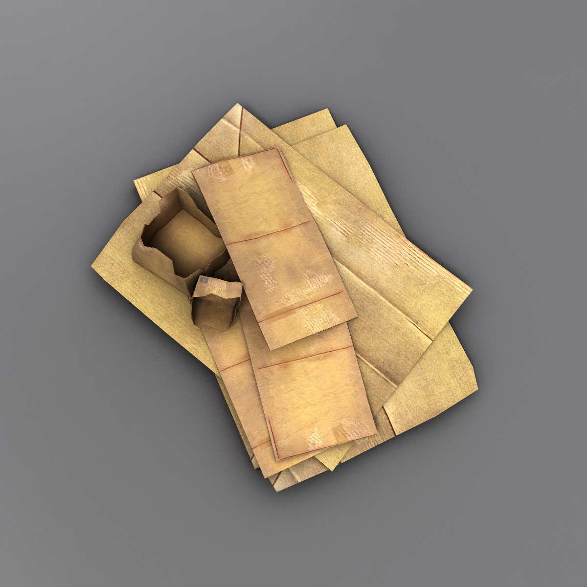 Cardboard Junk Low-poly 3D model_2