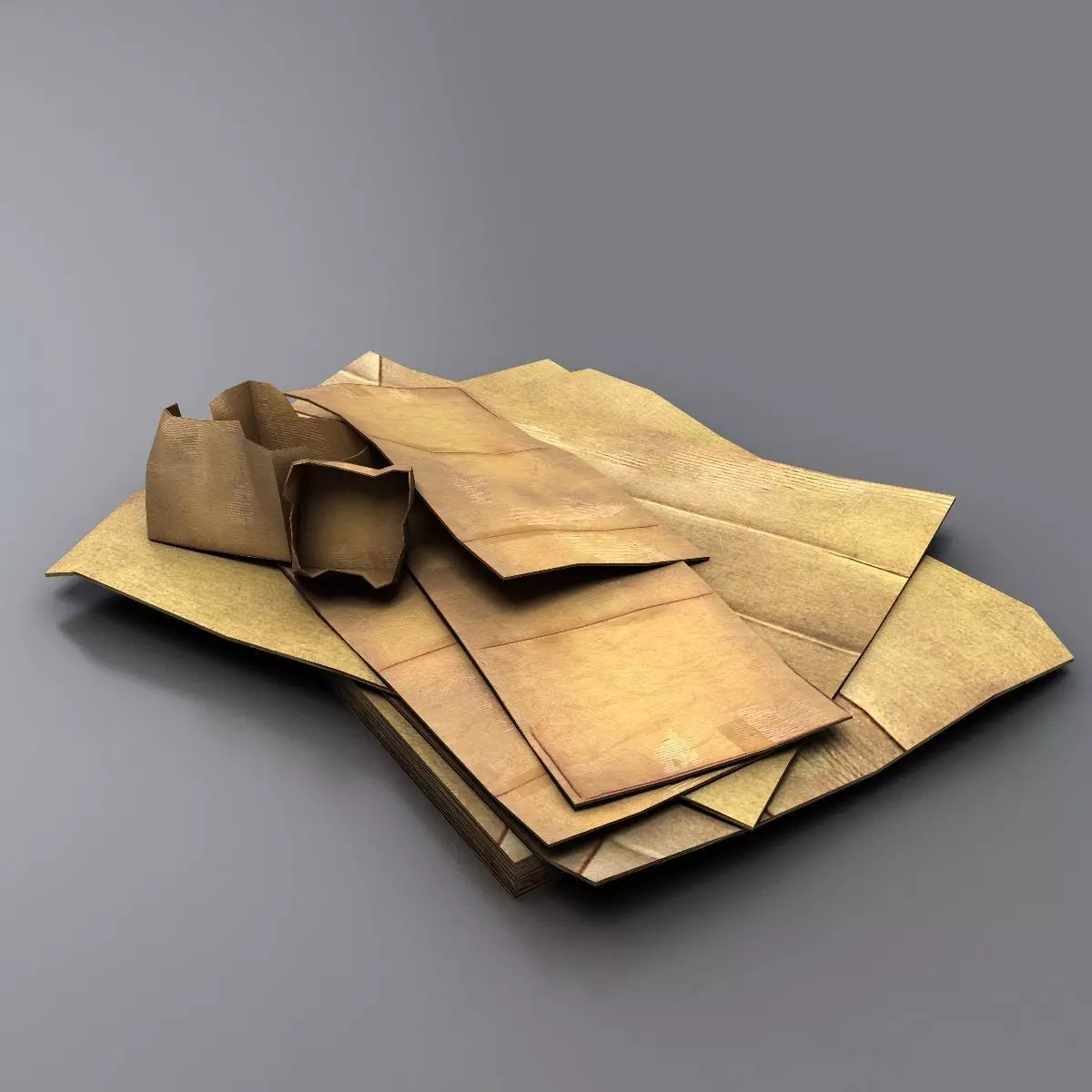 Cardboard Junk Low-poly 3D model_0