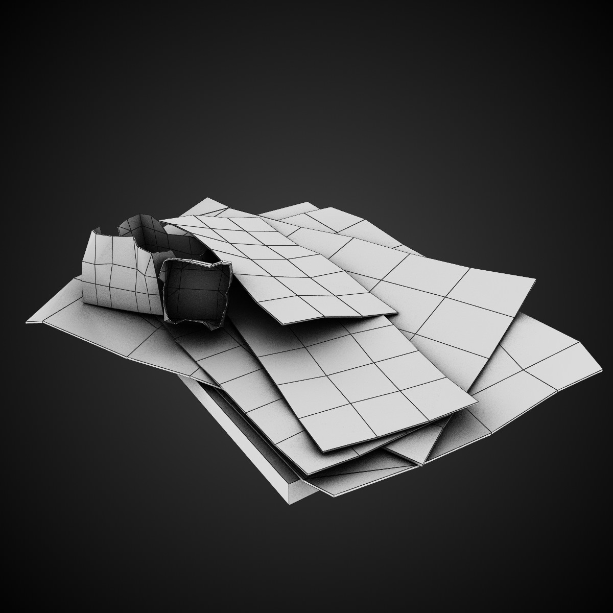 Cardboard Junk Low-poly 3D model_5