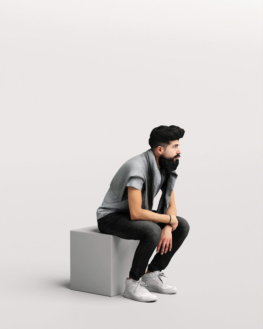 Humano Sitting Young Man 2204-9 3D model_2