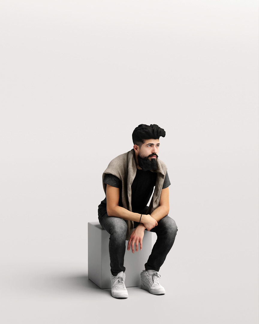 Humano Sitting Young Man 2204-9 3D model_9