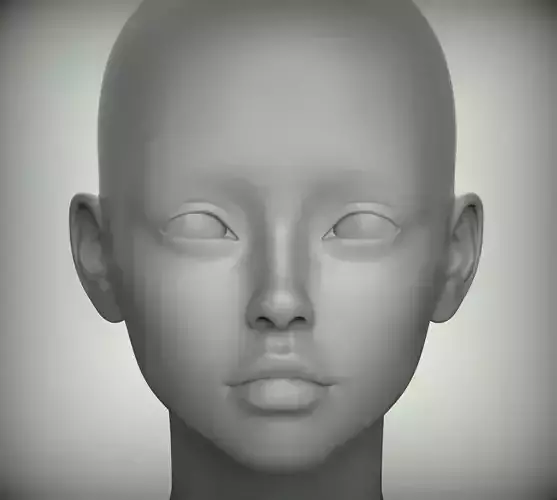 6 Cartoon Female Head 3D model