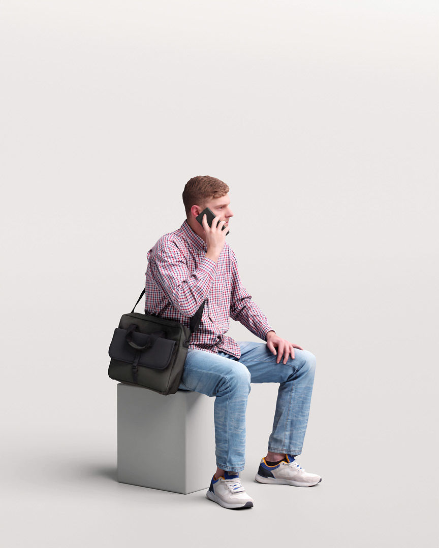  Humano Sitting Young Man 2204-8 3D model_2