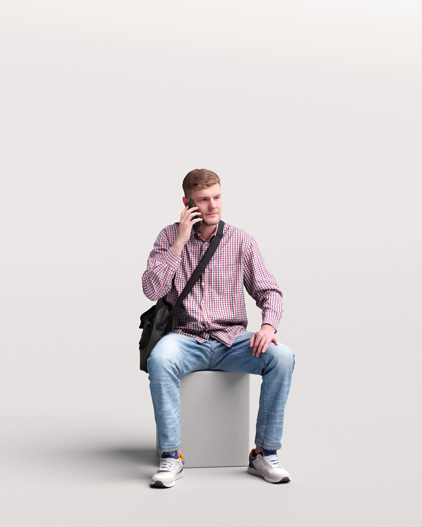  Humano Sitting Young Man 2204-8 3D model_3
