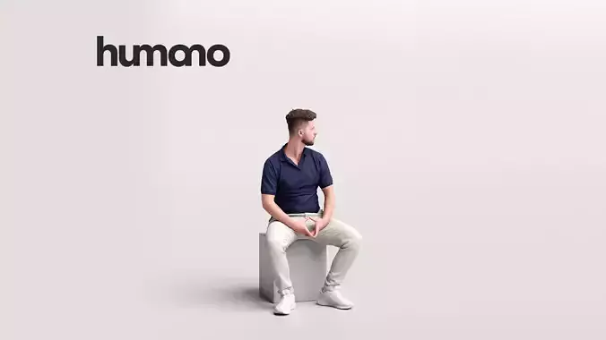Humano Sitting Young Man 2204-7 3D model