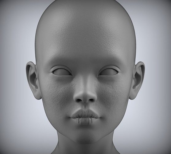 9 Female head 3D model bjd doll art  Low-poly 3D model