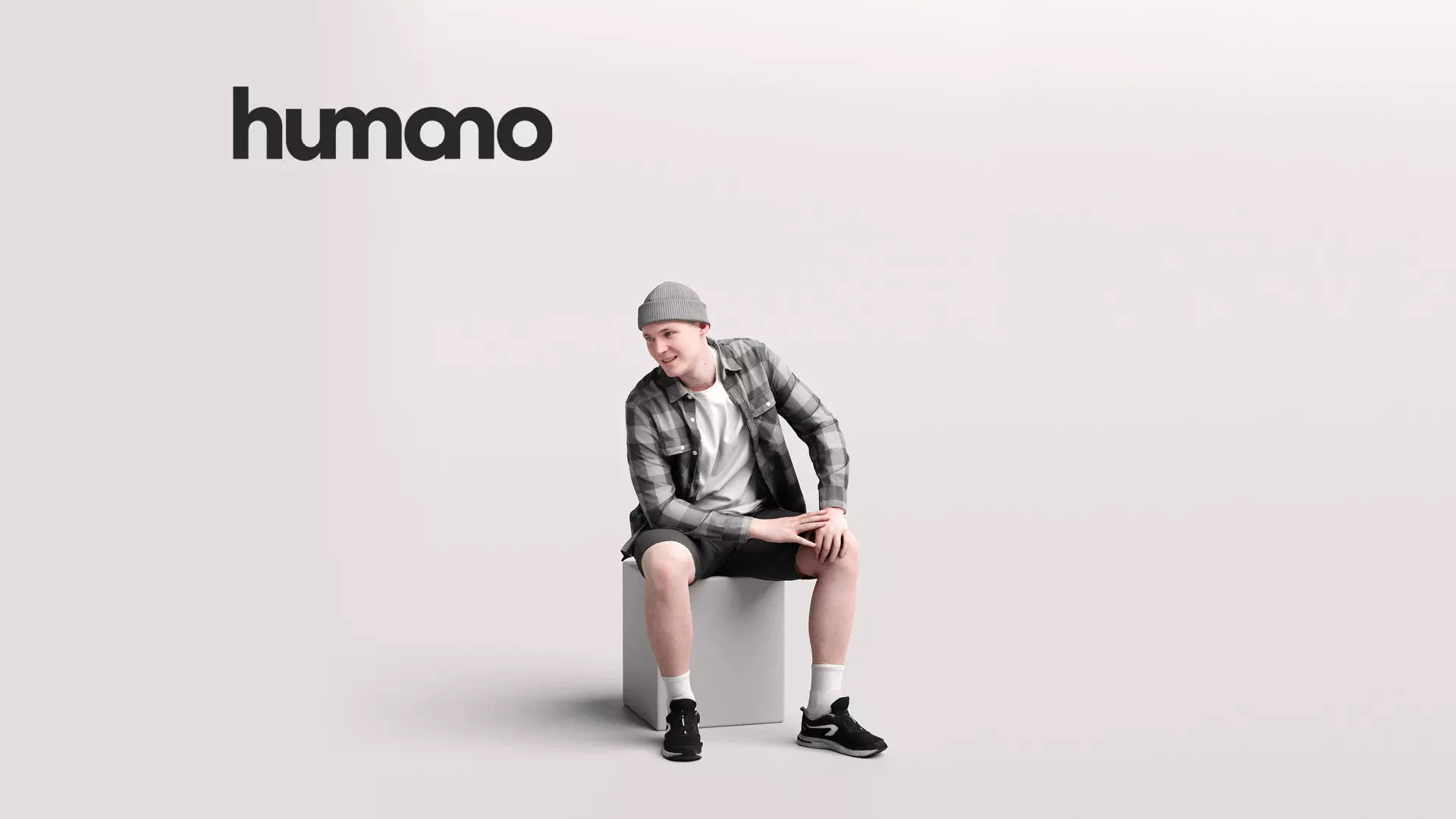 Humano Sitting Man with cap 2204-2 3D model