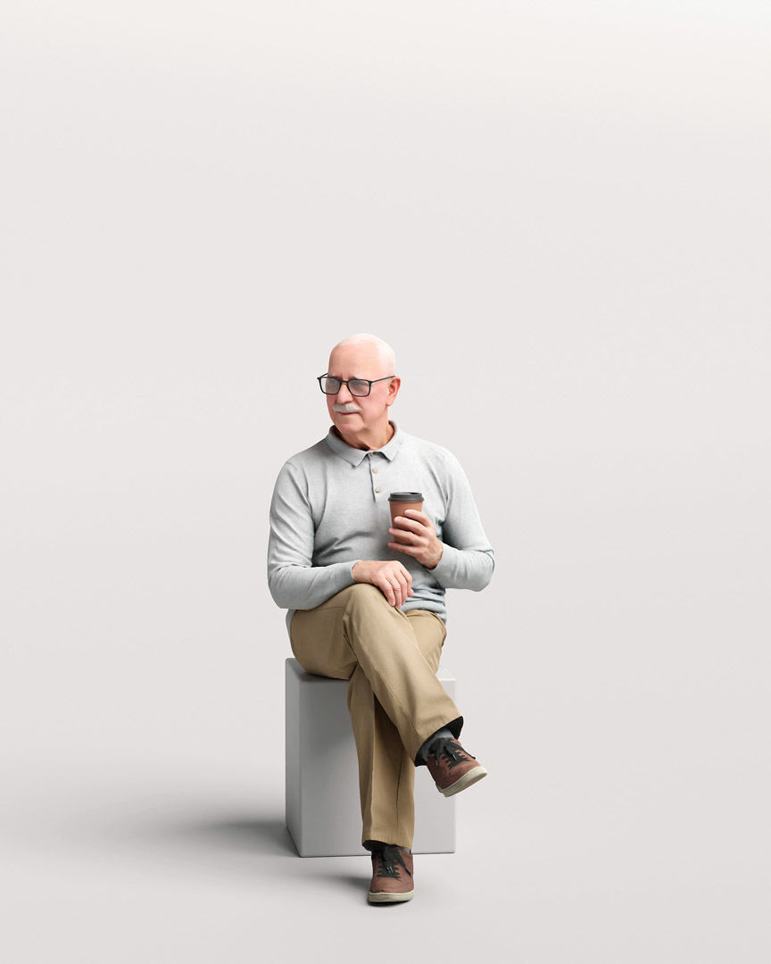 Humano Sitting Old Man 2204 3D model_3