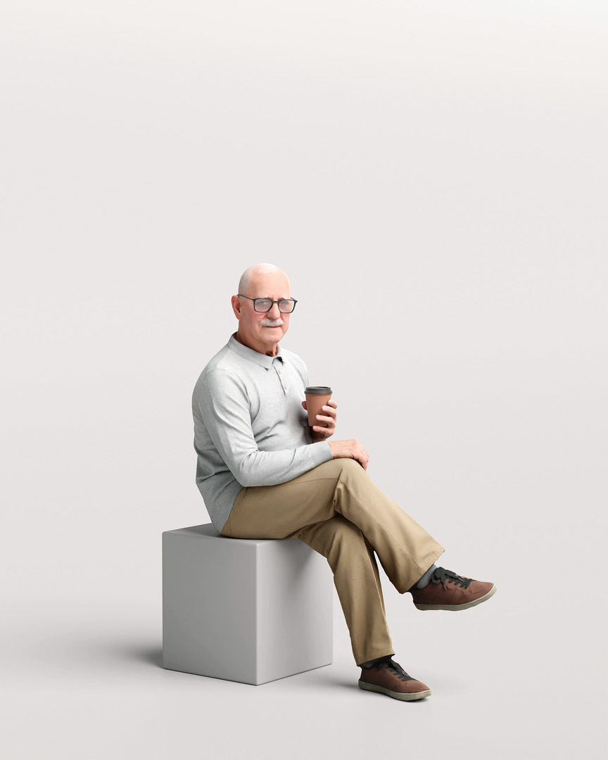 Humano Sitting Old Man 2204 3D model_2