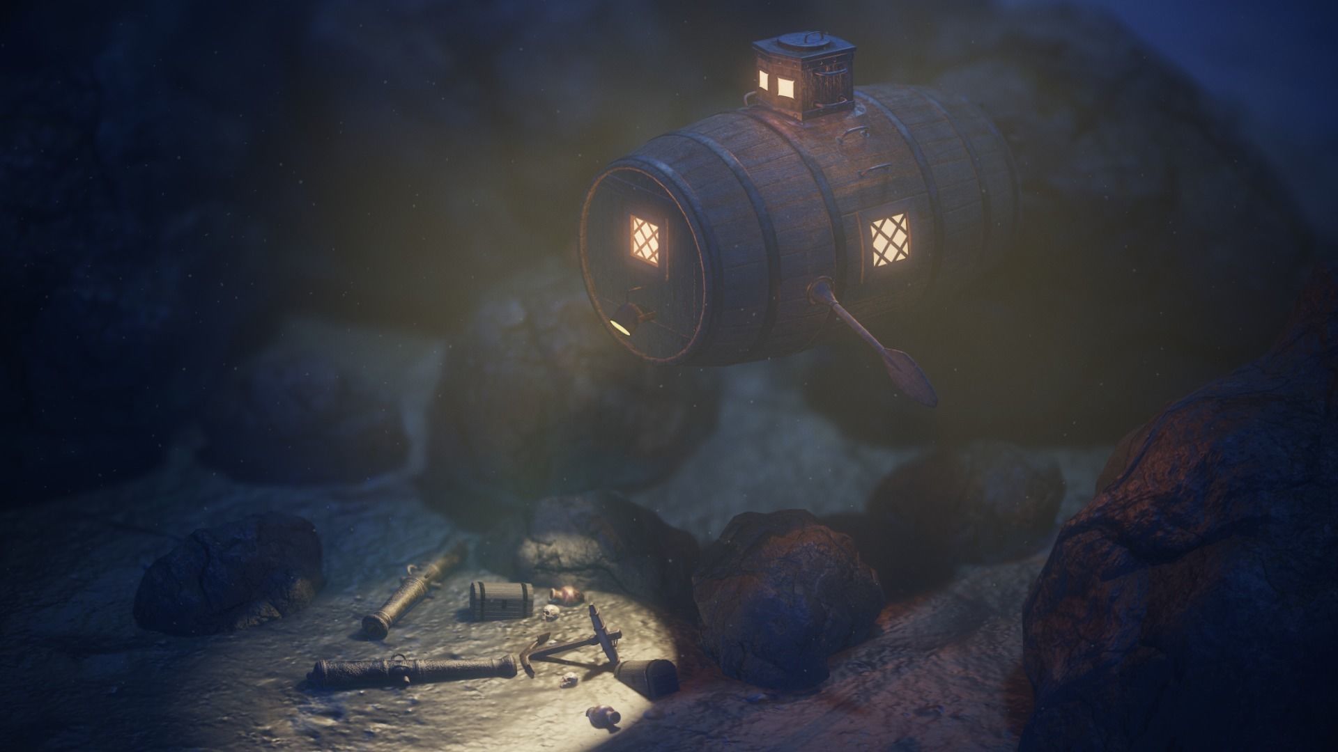 Submarine Low-poly 3D model_9