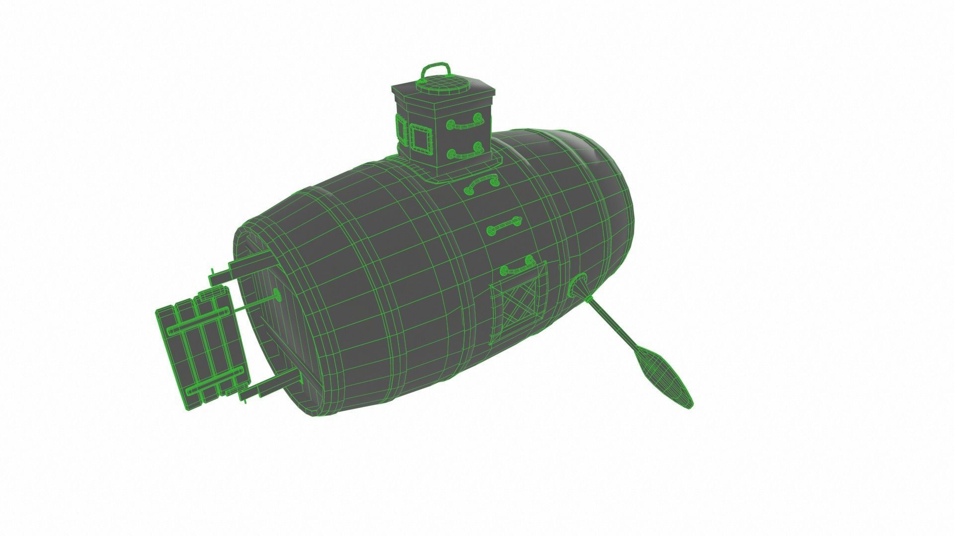 Submarine Low-poly 3D model_12