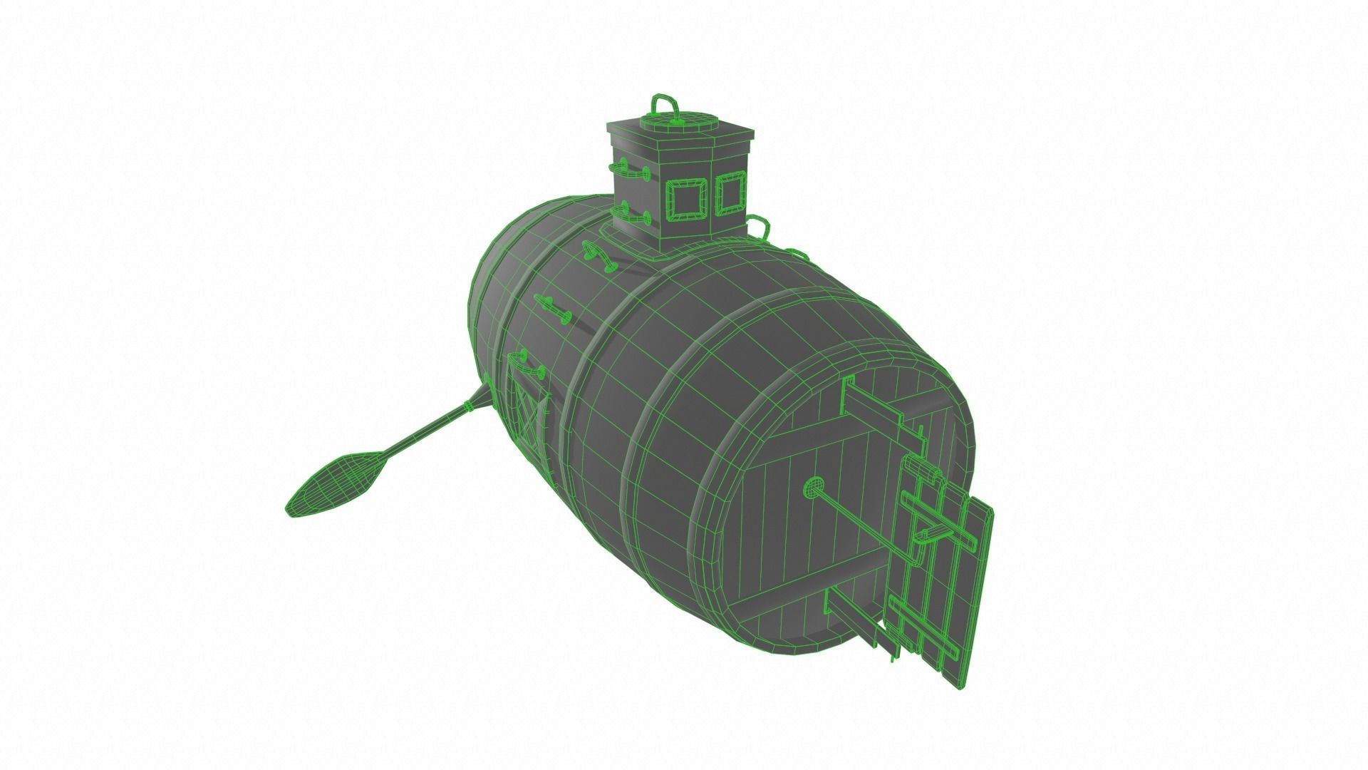 Submarine Low-poly 3D model_11
