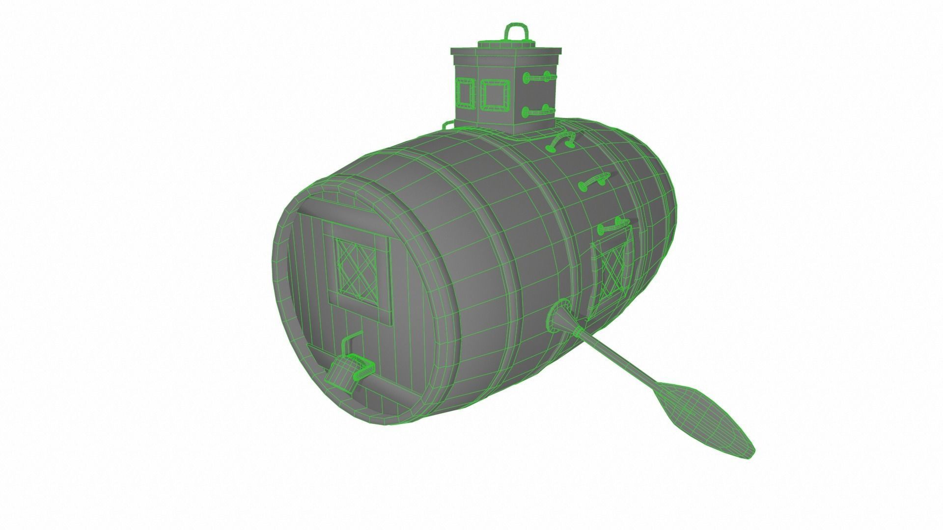 Submarine Low-poly 3D model_10