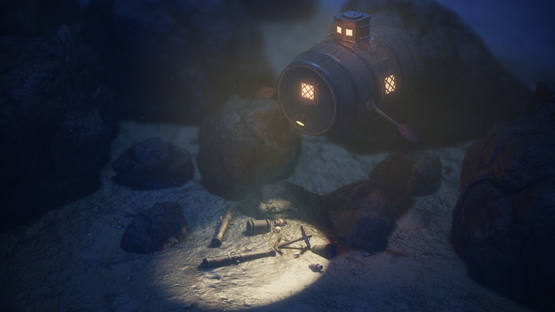 Submarine Low-poly 3D model_8