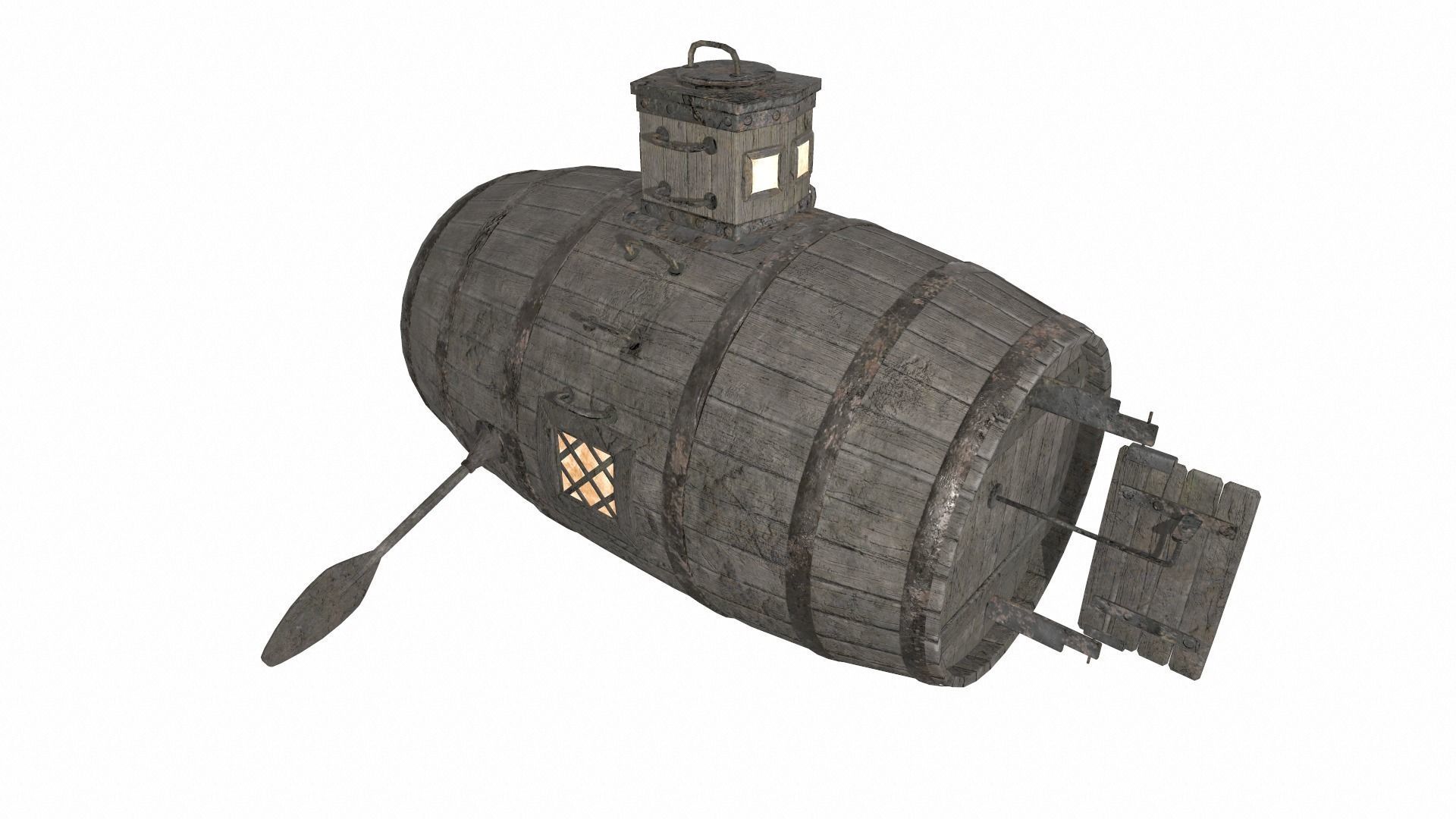 Submarine Low-poly 3D model_2