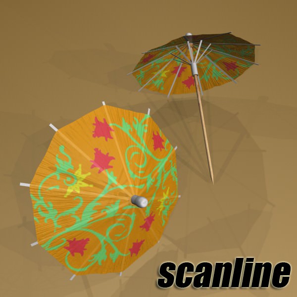 High Detailed Cocktail Umbrella 3D model_8