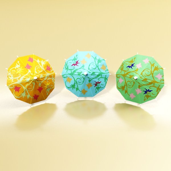 High Detailed Cocktail Umbrella 3D model_2