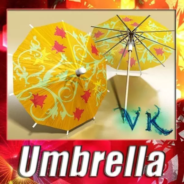High Detailed Cocktail Umbrella 3D model_0
