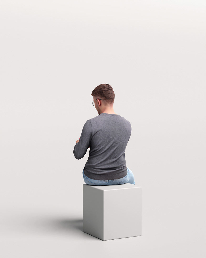 Humano Sitting Man with phone 2204-1 3D model_4
