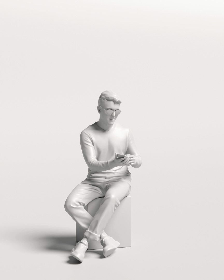 Humano Sitting Man with phone 2204-1 3D model_12